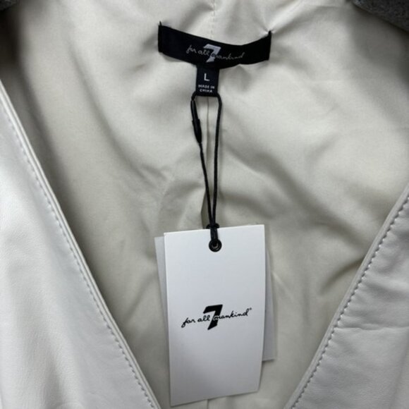 7 For All Mankind Womens Sz Large Beige Wrap Dress Jacket Vegan Leather Belted - Picture 3 of 10